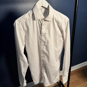 Eton White Dress Shirt Mens 39 Slim Fit Cotton Button-Up Made in Europe